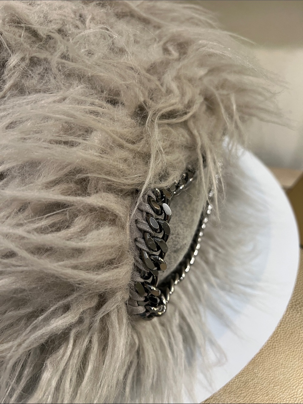 Stella McCartney Falabella Gray Faux Fur Shoulder Bag - Picture 9 of 14